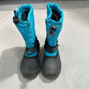 Kamik Kids' Black and Blue Winter Boots, sz 10, toggle and velcro close